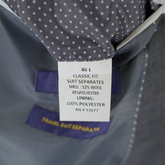 Stafford Wool Blend Classic Fit Gray Travel Suit Jacket 44L Or Slim 46L 2 Button - Picture 10 of 13